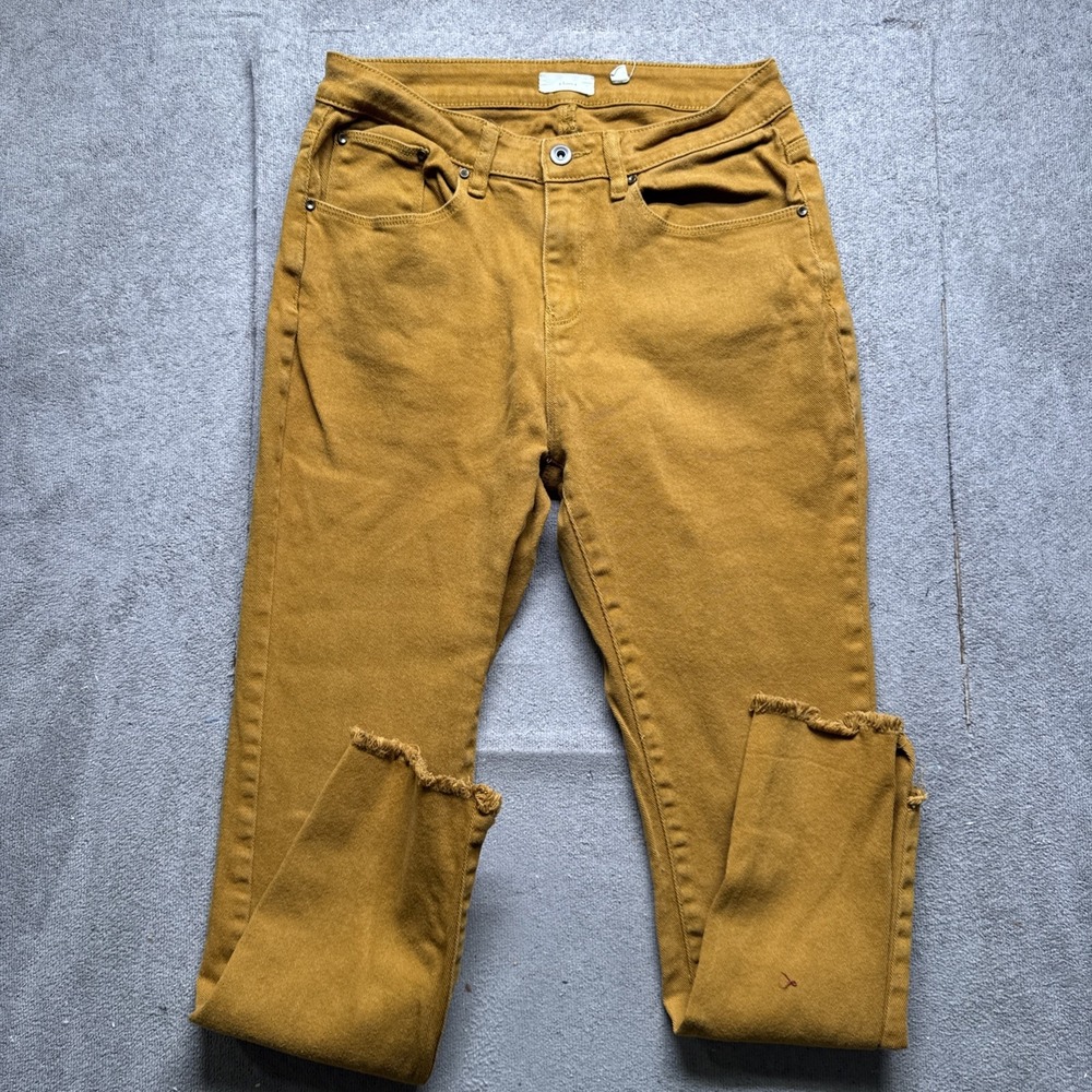 Women's Mustard Yellow Skinny Jeans A Loves A Size‎ 28 Slim Fit Distressed Hem